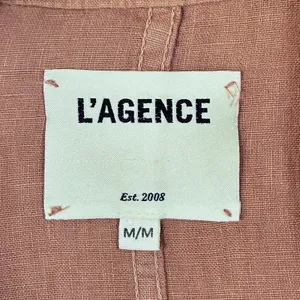 L'AGENCE Womens M Linen Blazer Pink Cropped Double Breasted Gold Button Jacket thumbnail 8