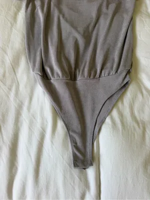 Zara Silver Draped Cowl Neck Bodysuit thumbnail 3