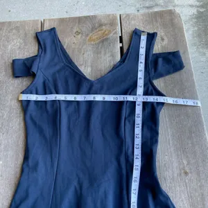 InsNova Womens Dress M‎ Cold Shoulder Navy Blue Cocktail Party Skater Solid NEW thumbnail 10