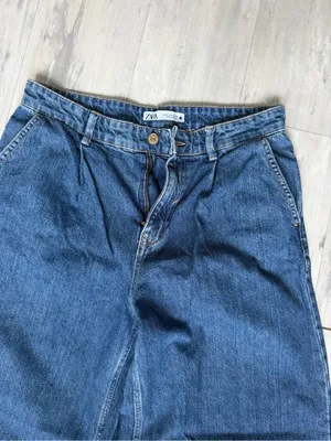 Zara Women’s Relaxed Wide-Leg Denim Jeans - Blue thumbnail 2