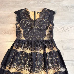 Blu Pepper Medium‎ M Black Lace Nude Illusion Dress Womens Flounce Formal thumbnail 3
