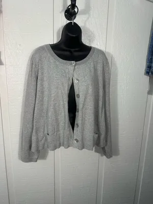 J. Jill Gray Cardigan Button Down Sweater Size XL EUC thumbnail 2