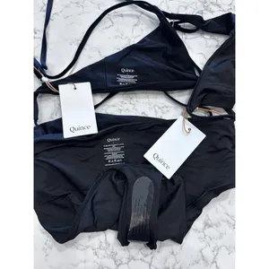 NWT Quince Black Knot Tie Bikini Top & High Rise Bottom Set Size Large thumbnail 3