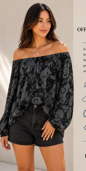 By Together Charcoal Gray Off Shoulder Blouse | Flowy Boho Top Size Small thumbnail 1
