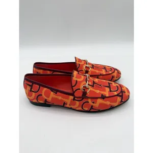 Gucci Jordaan Womens Horsebit Flat Loafer Orange Canvas LOGO EU 38.5 US 8.5 $998 thumbnail 2