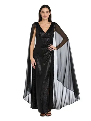 NWT V-Neck Floor-Length Sequin Formal Sheath Column R&M Richards 5259 Black thumbnail 4
