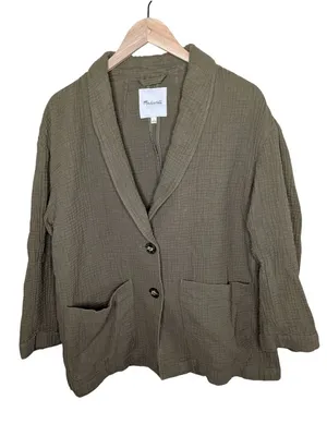Madewell Womens Olive Green Cotton Lightspun Dorset blazer Large thumbnail 1