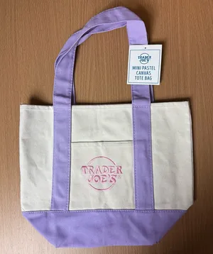 NWT 2026 Limited Trader Joe’s Mini Pastel Canvas Tote Bag - Purple thumbnail 1