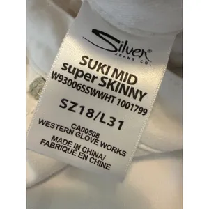 Silver Jeans Co‎ Suki Mid Super Skinny White Denim Jeans Sz 18 L31 W93006SSWWHT thumbnail 5