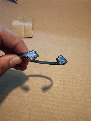 Retired Kendra Scott Liana Gunmetal Dichroic Glass Cuff Bracelet thumbnail 3
