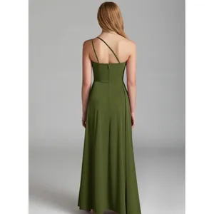 Azazie Maron Junior Olive Green Satin Maxi Dress Bridesmaid Women's Size J10 thumbnail 3