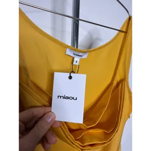 Miaou Ginger Dress Mustard Yellow Cowl Neck Satin Mini Dress Sleeveless thumbnail 3