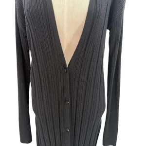 Free People Skylight Ribbed Longline Cardigan Black Button Front Small‎ thumbnail 5