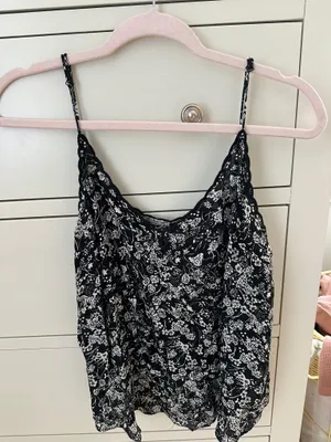 Free people black and white floral tank top thumbnail 1