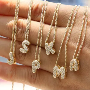 Balloon Zircon Letter D Initial Necklace Gold thumbnail 3