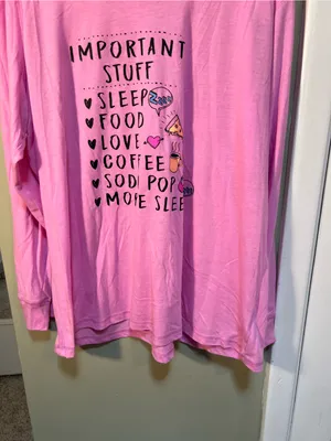 Joe Boxer Women’s Plus Size 2X Pajama Top Light Pink Long Sleeve Important Stuff thumbnail 4
