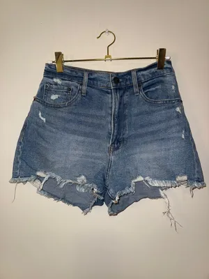 Abercrombie & Fitch‎ Cutoff High Rise Denim Jean Shorts distressed size 25 (0) thumbnail 2