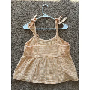 Old Navy Orange Gingham Check Cottage‎ Festival Babydoll Tank Top Shirt Small thumbnail 5
