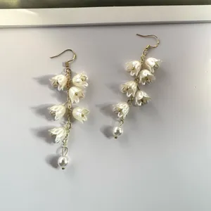 Flower Dangle Drop Earrings for Women Gold thumbnail 3