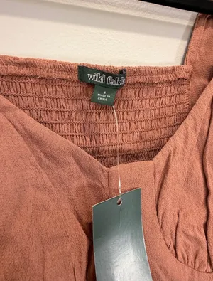 Wild Fable Women’s Small Brown Lace Long Sleeve Corset Crop Top NWT thumbnail 2