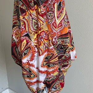Vintage Colorful Paisley Beaded Halter Dress thumbnail 3