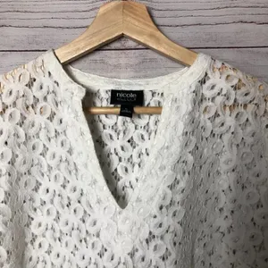 Nicole Miller Eyelet‎ Lace Long Sleeve L thumbnail 3