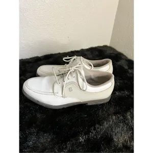 Footjoy GreenJoys Women’s Golf Shoes Size 8.5 White Gray Leather 48704 thumbnail 5