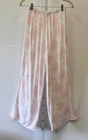 Dippin Daisys Pink White Floral Toile Wide Leg Pants Large Boho Festival thumbnail 1
