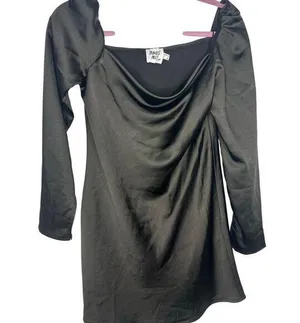 Princess Polly Satin Dress Size 6 Mini New Years Eve Cowl Neck Long Sleeve Party thumbnail 1