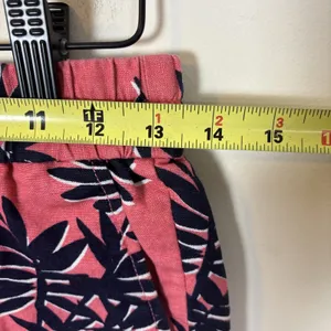 J Crew Shorts Sz 00 Pink Blue Linen Blend Palm Leaf Pull On 3" Inseam Tropical‎ thumbnail 4