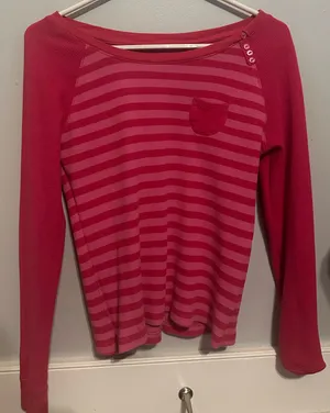 Pink and red striped top Size L thumbnail 1