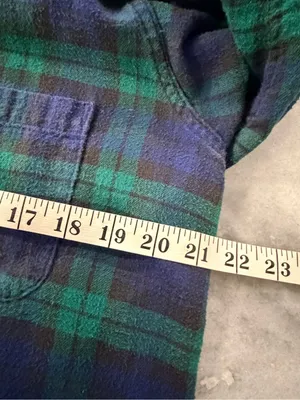 VTG L.L Bean Size 8 Blue Green Plaid Cotton Flannel Long Sleeve Button Shirt thumbnail 8
