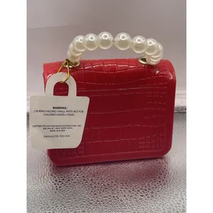 Jelly Pearl Rivet Red Handbag Purse‎ Small Purse thumbnail 2