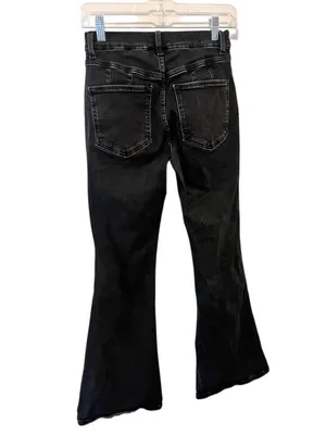 We The Free Crvy Washed Black‎ Flare Jeans Elastic Waist Size Small thumbnail 2