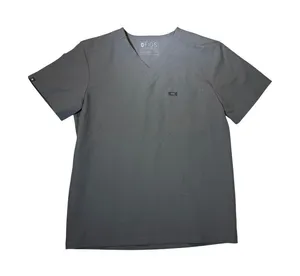 FIGS Leon V-Neck Scrub Top Grey Short Sleeve Chest Pocket FM1500 Medium thumbnail 1