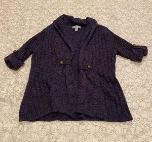 Dressbarn Women’s Knit Cardigan in Blue and Burgundy Size Large thumbnail 1