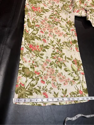 Laura Ashley 100% Linen Wide-Leg Berry & Floral Pants with Pink & Green Print Lg thumbnail 15