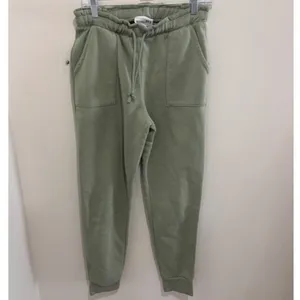 Olive +‎ Oak Sage Green Fleece Joggers Sweatpants Pockets Womens Medium thumbnail 3