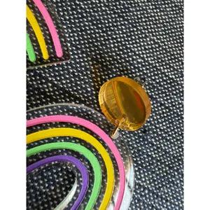 Rainbow Acrylic Dangle Earrings Pastel Pride Statement Earrings thumbnail 7