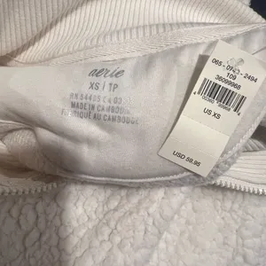 NWT aerie‎ women's oversized Sherpa size xs im cream color quarter zip thumbnail 5