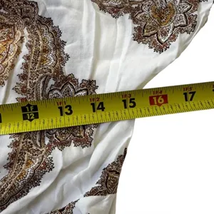 H&M Women Paisley Hi-Low Maxi Dress White Brown Boho Short Sleeve Size 2 | 0116 thumbnail 6