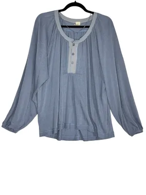 We The Free Free People Blue Boho Peasant Top Balloon Sleeve Medium oversized thumbnail 2