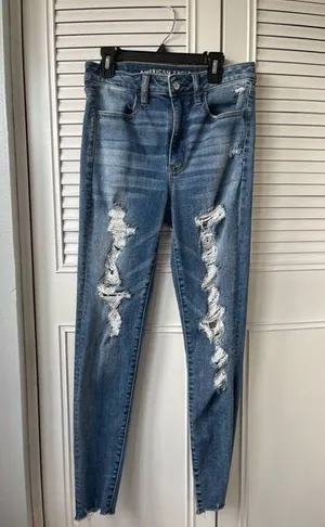 American Eagle dark blue washed jeans. thumbnail 1