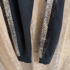 PINK Victorias Secret Sequin Bling Silver Black Gold Jogger Pants Medium thumbnail 6