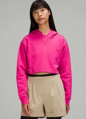 NWOT Lululemon All Yours Cropped Hoodie in Sonic Pink thumbnail 1