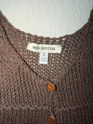 Urban Outfitters Dark Brown Crochet Knit Button Vest thumbnail 2