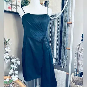 Lulus Romantic Allure Black Satin Asymmetrical Mini Dress thumbnail 6