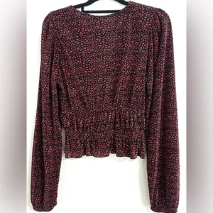Zara Accordion Patterned Crop Blouse Medium thumbnail 4