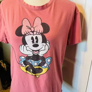 Disney Minnie Mouse Short Sleeve‎ Shirt Womens Size Large Pink thumbnail 1