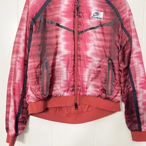 Nike International Women’s Sheer Mesh Bomber Jacket Red Black Size S thumbnail 5